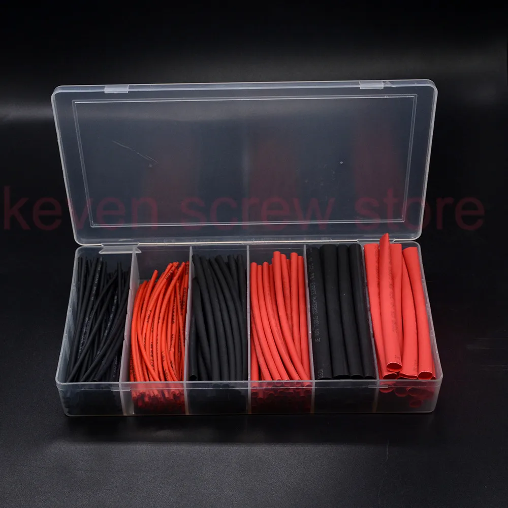 190pcs /lots 2:1 3 Sizes φ1.5 φ3.0 φ6.0 Assortment Polyolefin H-type Heat Shrink Sleeve Wrap Wire Cable Kit
