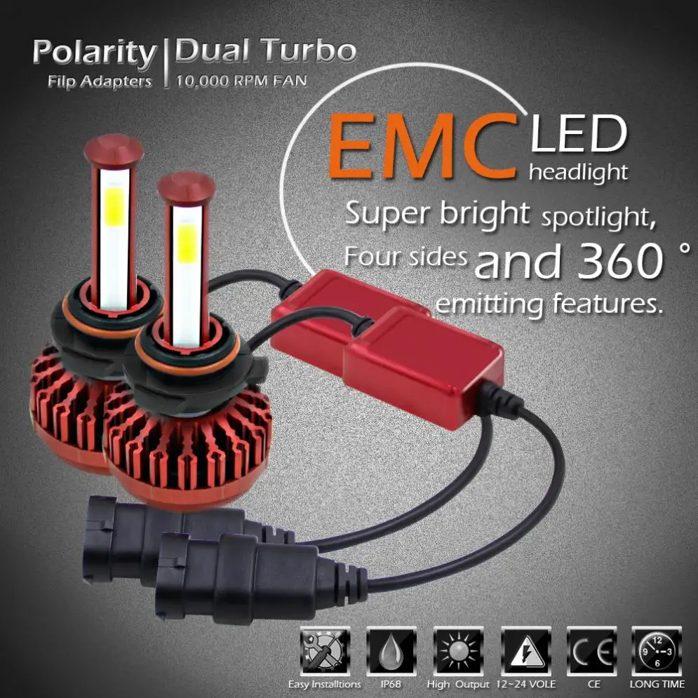 100W 9005 HB3 12000LM 6000K All-In-One LED Headlight Kit High / Low Beam Bulbs Automotive LED Headlamps Fit for Cars