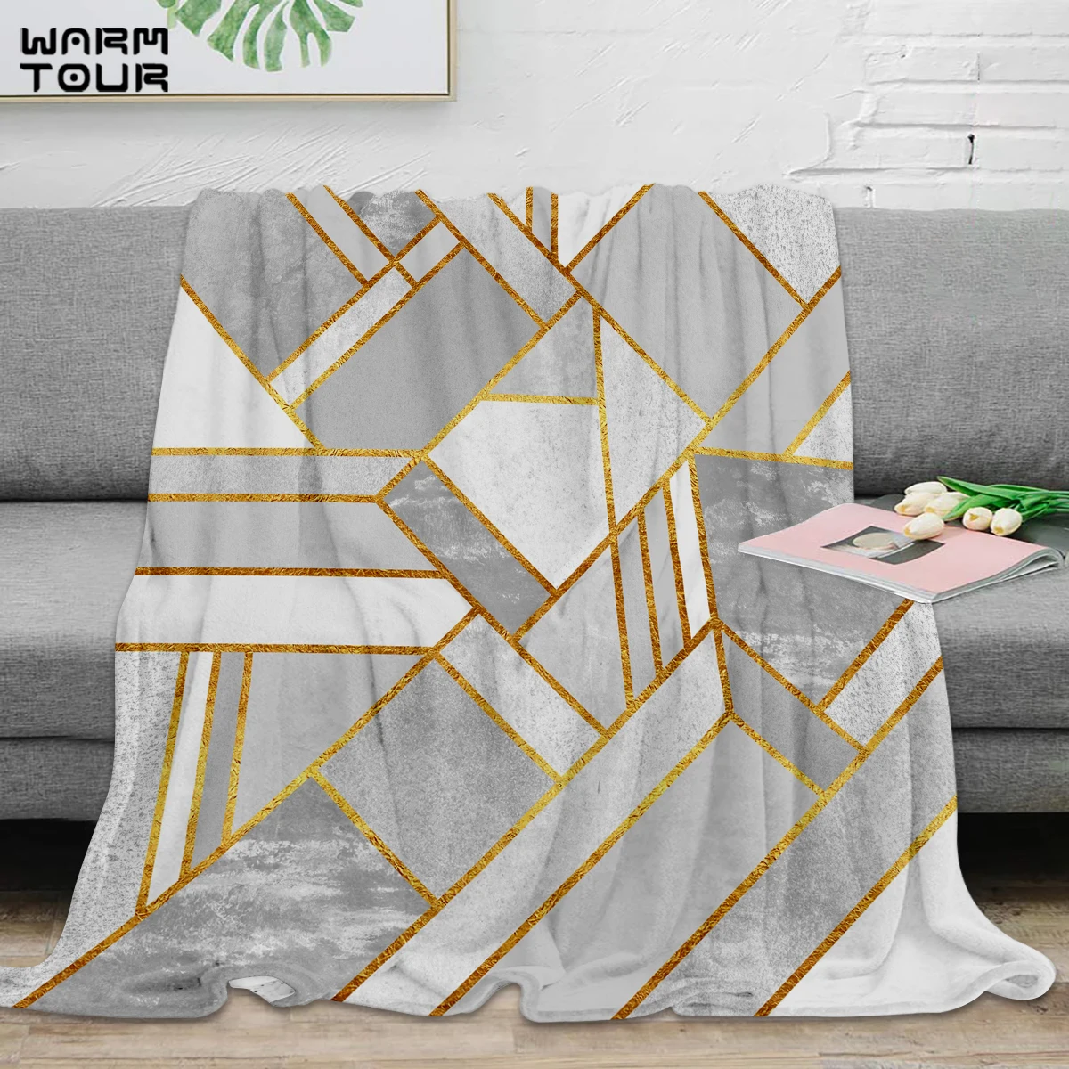 

WARMTOUR Throw Blanket Gold City Throw Blanket Warm Microfiber Blanket Blankets For Beds Home Decor