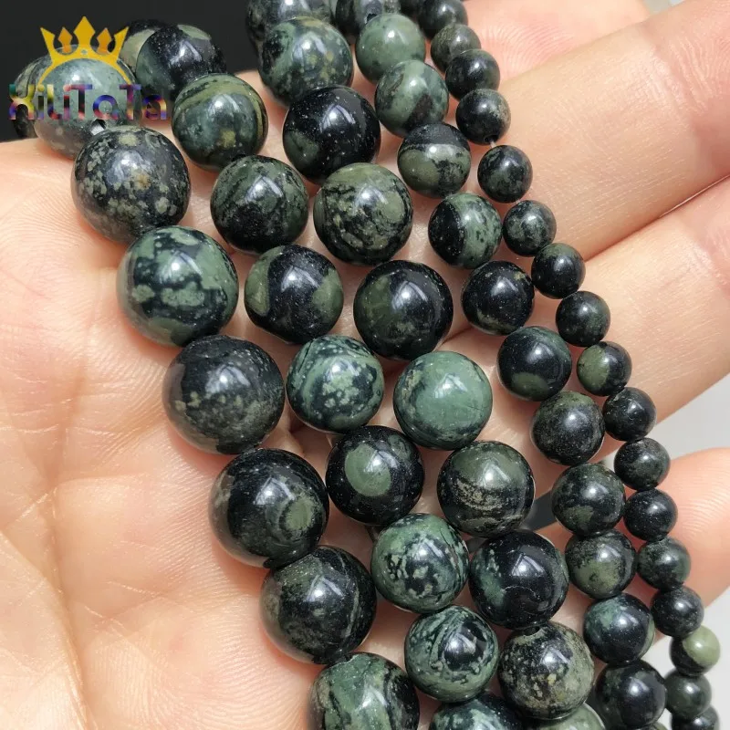 10 12mm Natural Stone Beads Green Eye Jaspers Round Loose