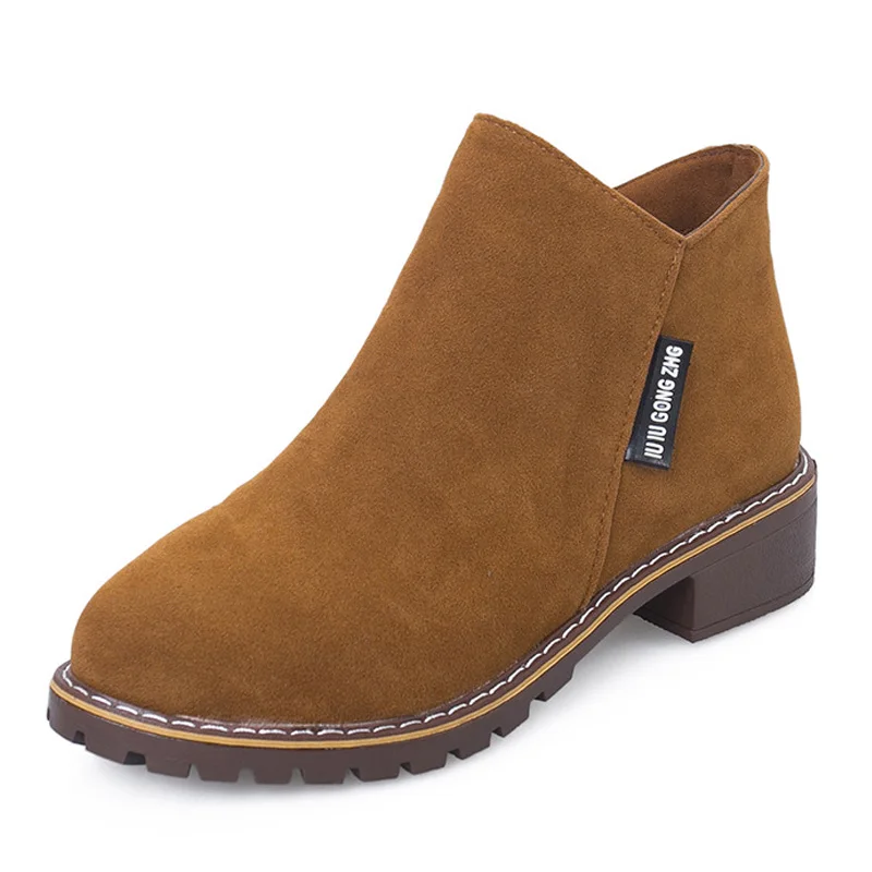 

LAKESHI 2019 Suede Ankle Boots For Women Boots Female Winter Boots Zipper Low Heel Booties Autumn Boots Girls Plus Size 41 42