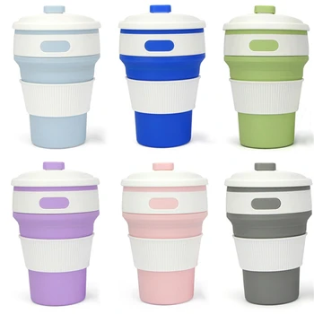 

125 Pcs Folding Silicone Cup Portable Coffee Mugs Telescopic Collapsible Drinking Mug Sport Water Cup With Lids Wholesale