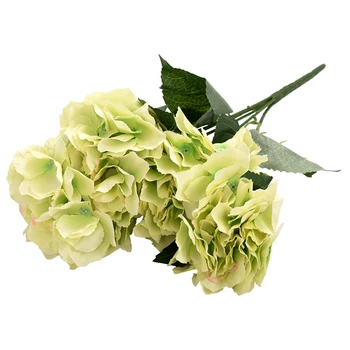 

Artificial Hydrangea Flower 5 Big Heads Bouquet (Diameter 7" each head) Green