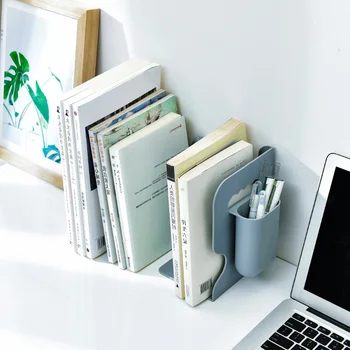 

N Adjustable Bookend Book Holder Retractable Book Stand Multi Compartments with Pen Holder Desktop Organizer Home Office CLA88