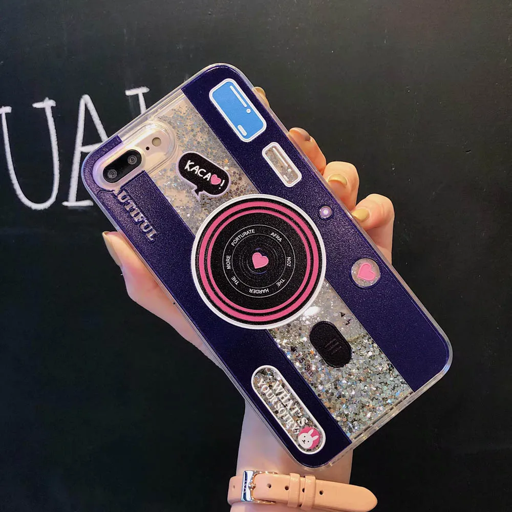 Жидкий чехол для huawei Nova 5/5i/Y9 Prime /Honor 10/20/8A/V20/7C мультяшный КИТ динамический Блестящий сверкающий мягкий чехол - Цвет: Camera blue