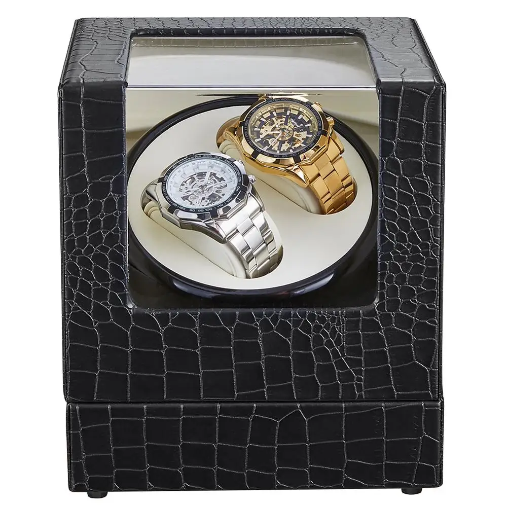Автоматическая коробка из искусственной кожи для намотки часов черный шейкер