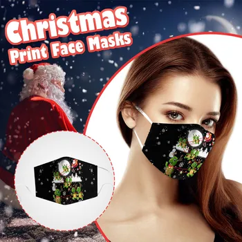 

5pcs Adult Christmas Face Masks Reusable Washable Fabric Mask Cartoon Printed Adjustable Mouth Cover Mascarillas Navidad Masque