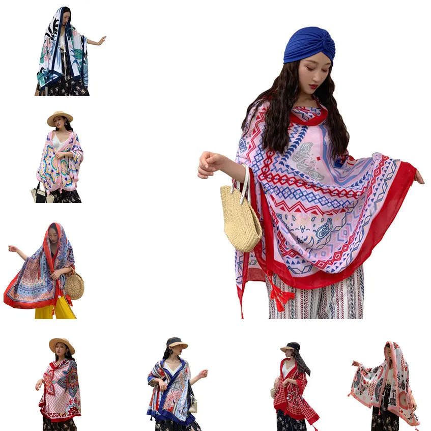 

2019 new Bikini Bathing Swimwear Cover Up Autumn Beach Sarong Mats 90x180cm Twill cotton Pareo Cover-Ups Women Large Dress Scarf