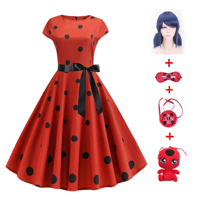 

Fantasia Adult Lady Bug Costumes Women dress Cosplay Marinette Wig Fancy halloween costumes for women adult