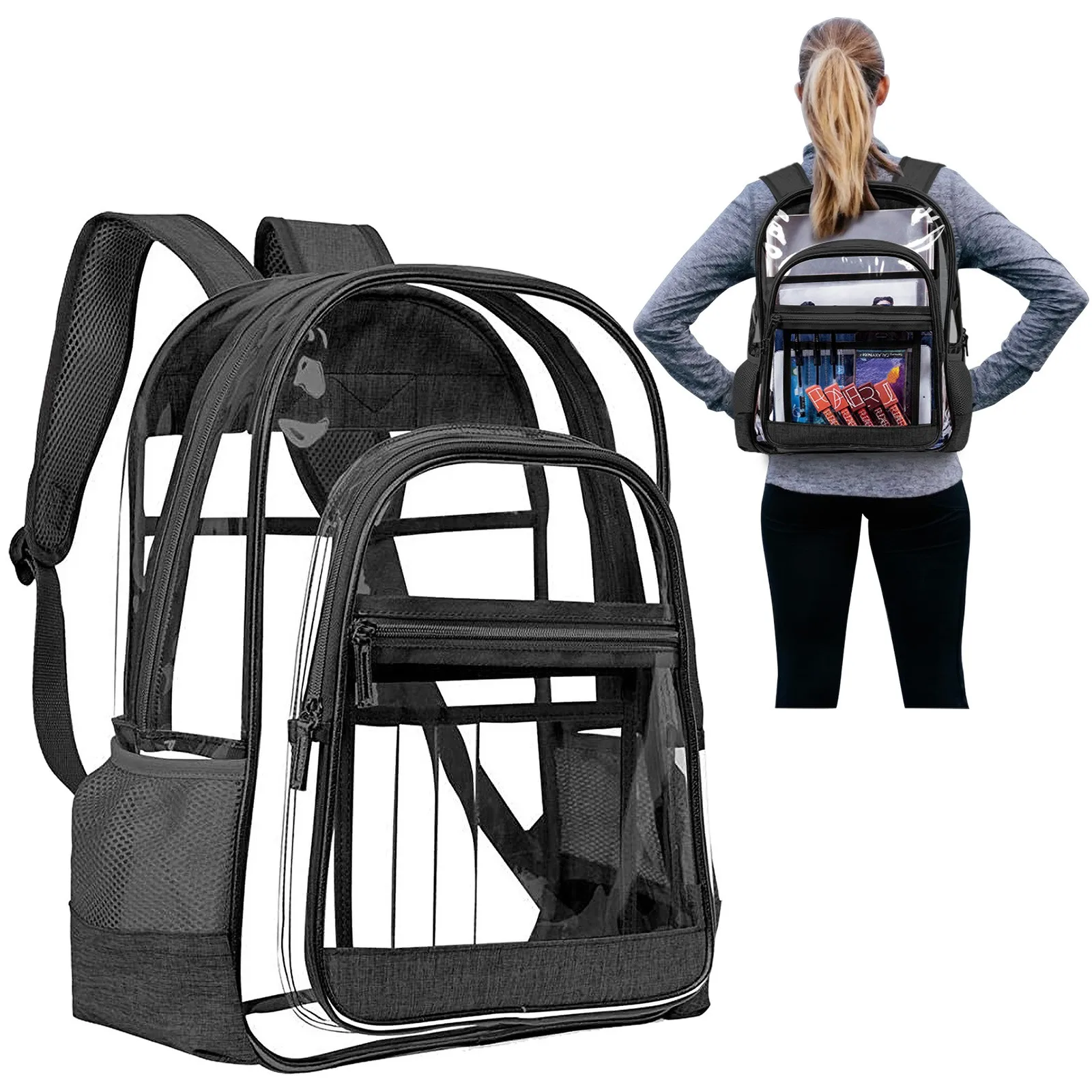 PVC Transparent Backpack Bag Fashion Waterproof Student School Bags Jelly Travel Beach Swimming Kit Bag For Men Women Rucksack