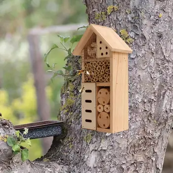 

Bee house Insect House Wooden Insect Hotel Natural Nesting Habitat for Outdoor Garden Yard Bee Butterfly