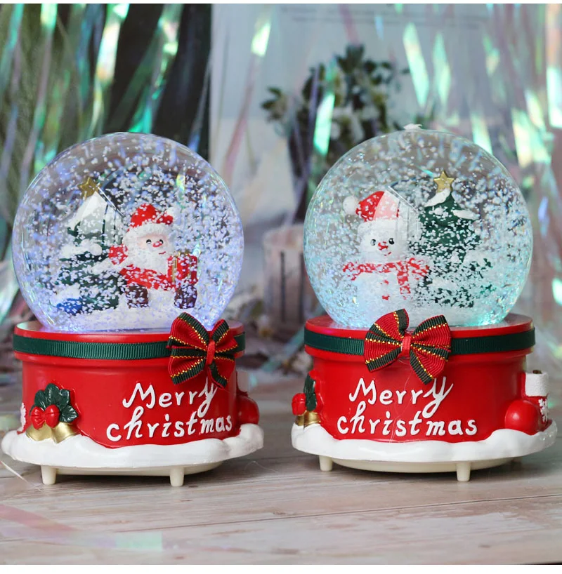 Rotating Music Box Creative Christmas Santa Claus Snow Globe Crystal Ball Christmas Decoration For Home Decoration Accssories