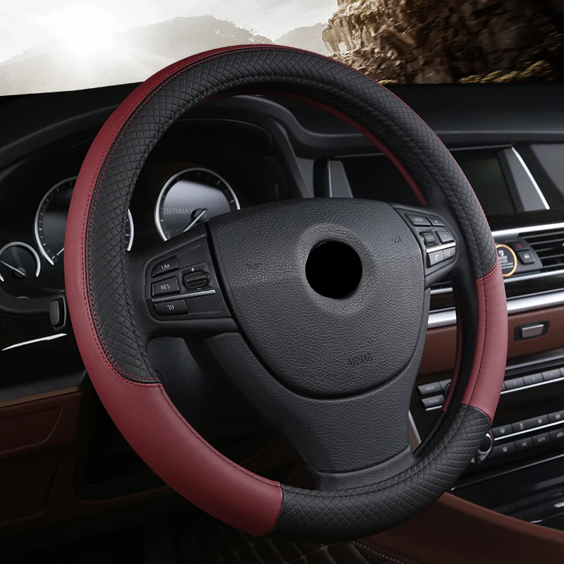 

LQTENLEO Black Artificial Leather Car Steering Wheel Cover For Renault Megane 2 2003-2008 Kangoo 2008-2012 Scenic 2 2003-2010