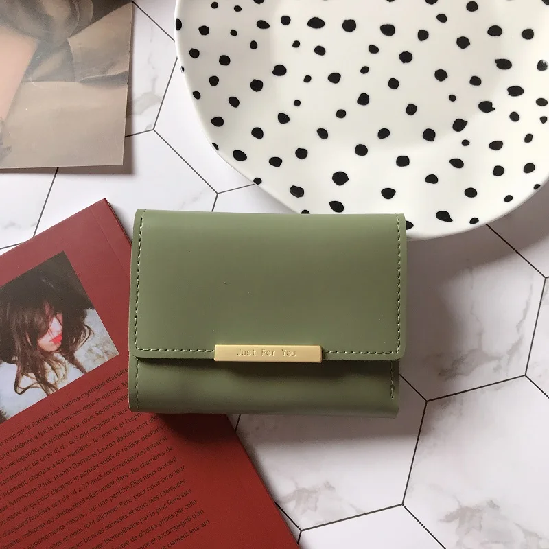 Корейский ulzzang модный ретро простой сплошной цвет пряжка короткая карта пакет женский ins Harajuku японский Повседневный женский кошелек