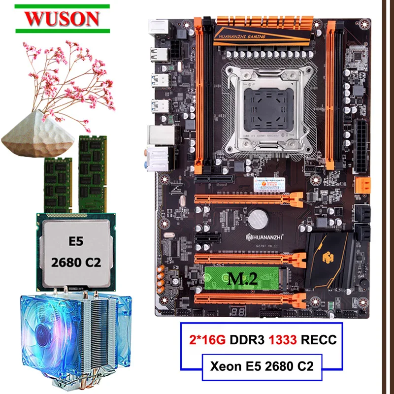 #^Special Price Build PC HUANANZHI deluxe X79 LGA2011 gaming motherboard set Xeon E5 2680 C2 with CPU cooler RAM 32G(2*16G) DDR3 1333MHz RECC #^Special Price Build PC HUANANZHI deluxe X79 LGA2011 gaming motherboard set Xeon E5 2680 C2 with CPU cooler RAM 32G(2*16G) DDR3 1333MHz RECC