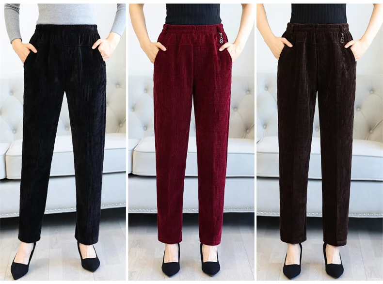Autumn Middle-aged Women Pants Vintage Loose High Waist Harem Pants Female Elastic Waist Long Trousers For Mother High Quality grey sweatpants