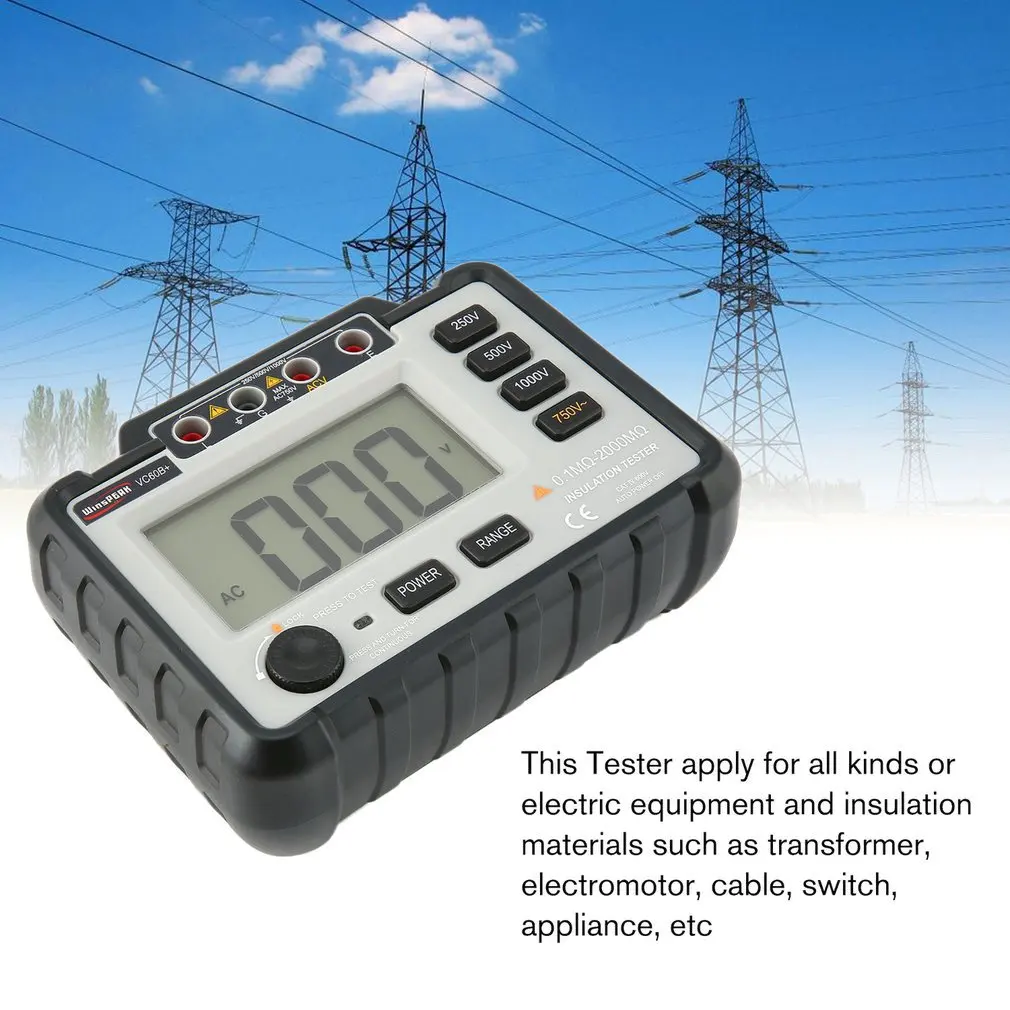 VC60B+ цифровой тестер сопротивления изоляции 250 в 500 в 1000 В измеритель заземления мегометр мегомметр вольтметр мультиметр
