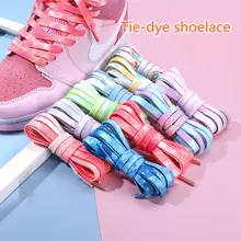 Gradient Tie-dyed Shoelaces AF1 Sneakers Shoelace Basketball Shoes Fashion Personality Color Sports Flat laces Rope Wholesale