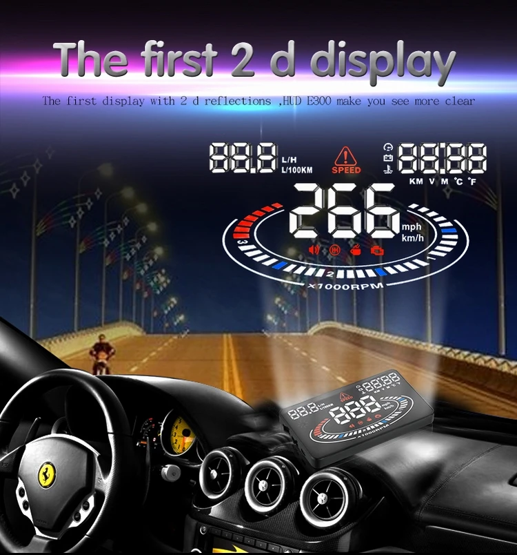 E300 HUD OBD2 дисплей автомобиля velocidad proyector OBD UE MPH км/ч цифровой Coche velocimetro en el parabrisas Proyector