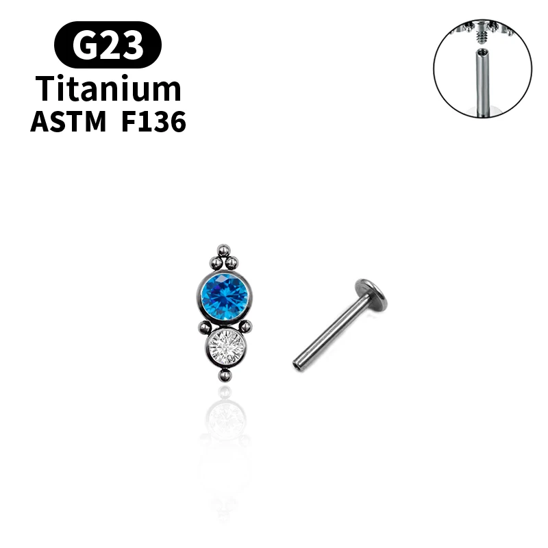 2021 ASTM F136 Titanium 16G Labret Ring Piercing CZ Stone Helix Tragus Cartilage Earring Stud Labret Lip Piercing Body Jewellry 