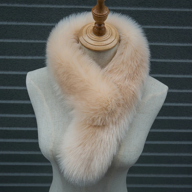 

2019 Women Warmer Collar Solid Colors Winter Warm Natural Fur Collar Women Scarf Faux Fur Coat Scarves Luxury Raccoon Neck