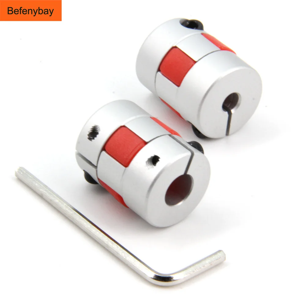 Befenybay  CNC Motor Connector Two Jaw D20 L25 Shaft Coupler Flexible Shaft  Plum Coupling  5mm 6.35mm 8mm 10mm Elastic Coupling