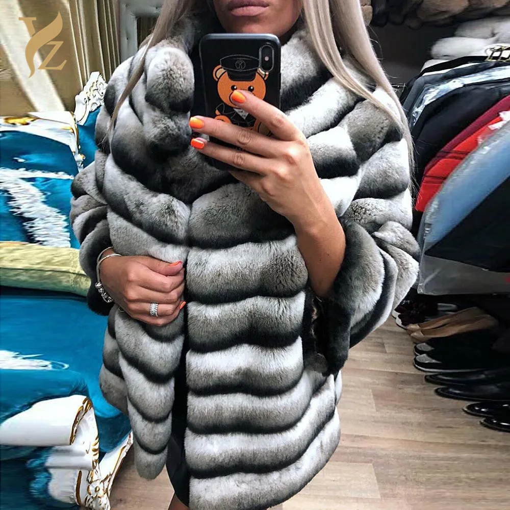 YZ. FURTURE Мода шиншилла кролик рекс мех пальто из натурального меха из кролика натуральный Лисий мех пальто Женская натуральный мех кролика