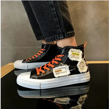 

student flats high top canvas shoes brand Men casual canvas sneaker spring breathable lightweight A55-10