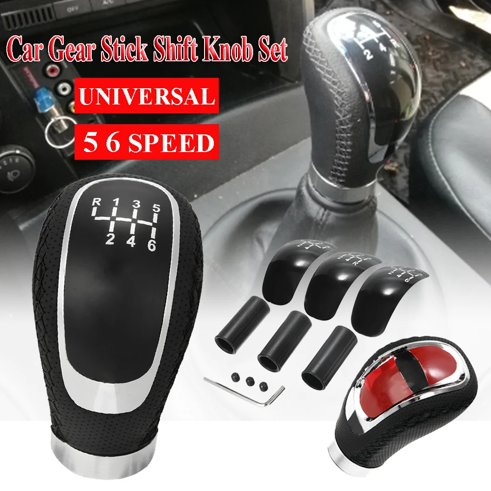 Universal 5 6 Speed Gear Shift Knob MT Gearshift Knob with 3
