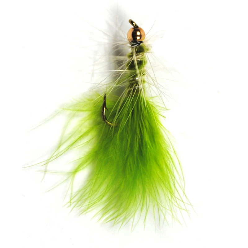Wifreo-8PCS-10-Brass-Gold-Bead-Head-Chartreuse-Green-Streamer-Flyf-forg-Trout-Fly-Fishing-Flies