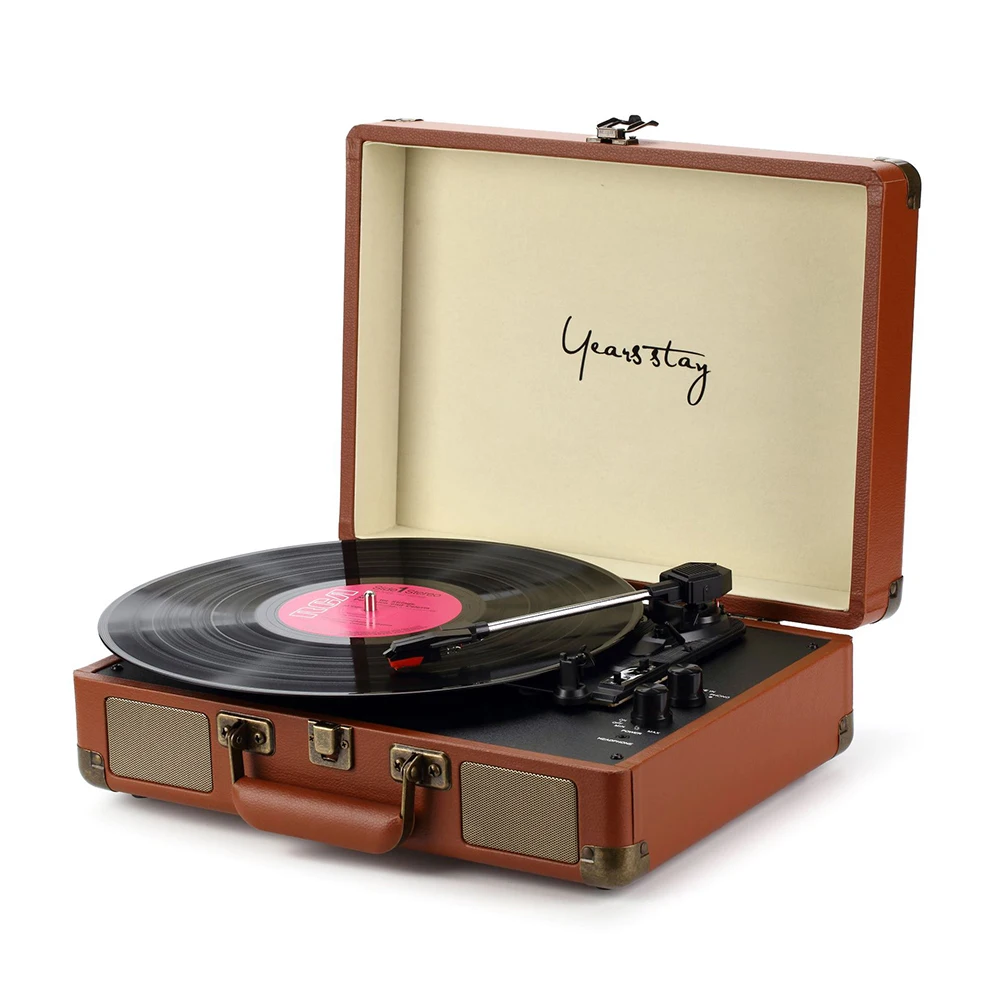Alto-final portátil bagagem gramofone vinil record player