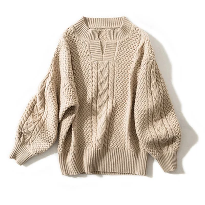 Новое поступление, кашемировый свитер, женский толстый Свободный пуловер, свитер, вязаный джемпер, женская одежда большого размера