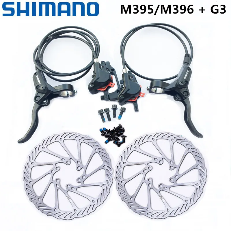 Shimano M396 M395 тормозные гидравлические дисковые тормозные тормоза велосипед MTB горный велосипед Тормозные BR-BL-M396 M395 w/n G3 HS1 RT30 ротор 160 мм - Цвет: M395 with G3