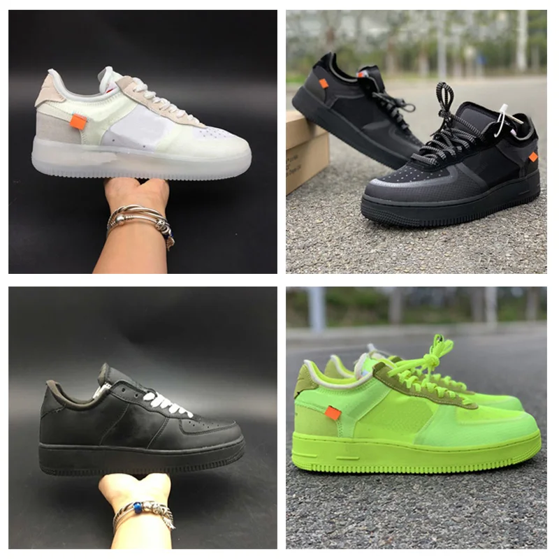 

2020 AF1 Normal quality Volt Green Low Running Shoes Mesh Upper Mens Women Fashion Leading TOP Designer Casual Shoes no box
