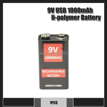

1pcs 9V 1000mAh Lipo USB Rechargeable Battery Micro USB 9V Lipo Batteries For microphone Guitar EQ Smoke Alarm RC Toy Cells