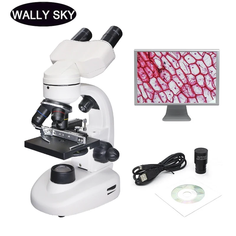 US $248.33 Binocular Led Biological Microscope 40x 1600x Digital Microscope Student Lab 20mp Usb Digital Camera Eyepiece 100 Pcs Prepared