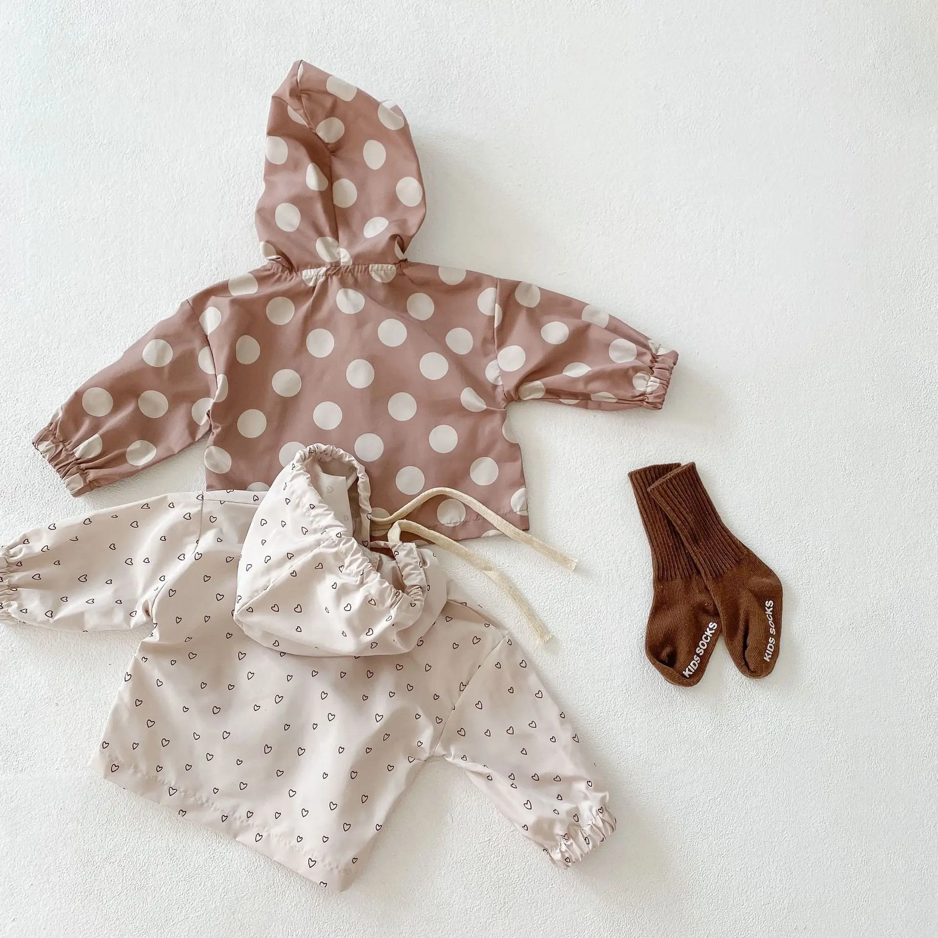 0-3T Newborn Kid Baby Boys Girls Clothes Heart Print Hooded Baby Coats and Jackets Cute Sweet Infant Outwear Spring Streetwear