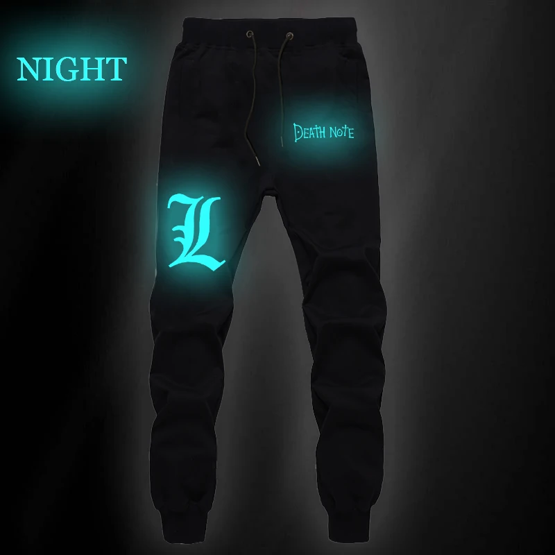 

Men's Jogging Long Luminous Pants Fashion Casual Breathable Death Note Mens Straight Pants Jogger Trousers men leggings pants