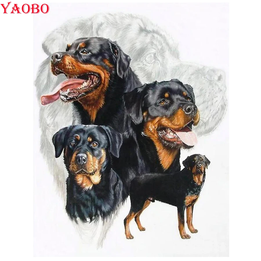 Алмазная 5D картина Yaobo вышивка Ротвейлер с собакой семейная Вышивка крестиком