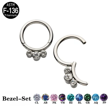 

G23 Titanium Hinged Segment Septum Clicker Nose Ring Zircon Ear Cartilage Tragus Helix Lip Piercing Ring Body Jewelry Wholesale