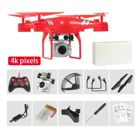 4K Pixels Red Дрон 4k камера HD Wifi Трансмиссия fpv Дрон с воздушным давлением фиксированная высота четырехосный Самолет rc вертолет с камерой - Цвет: 4K Pixels Red