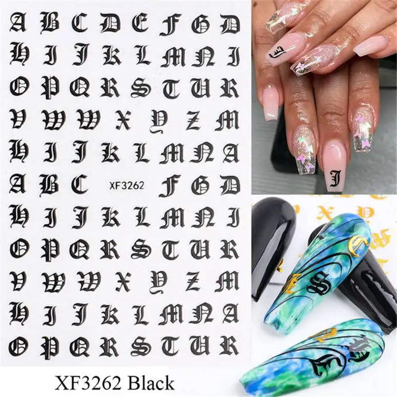 3D Nail Art Stickers Decals Latin Roman English Alphabet Letters Nails  Design Decoration - Price history & Review, AliExpress Seller - Pink Nail  Supplies Store