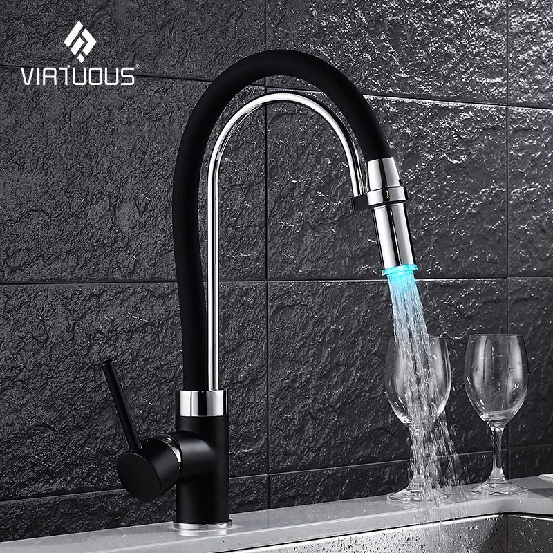 

Free Shipping LED Kitchen Faucet Glow Kitchen Tap Temperature Sensor LED Light Water Faucet