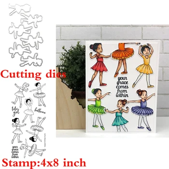 

Ballet Girl Clear Stamps Coordinating Cutting dies for DIY Scrapbooking Cards Silicone Transparent Stempels New 2020