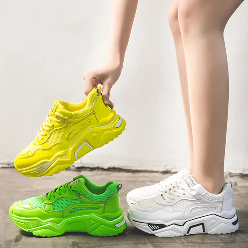 neon platform sneakers