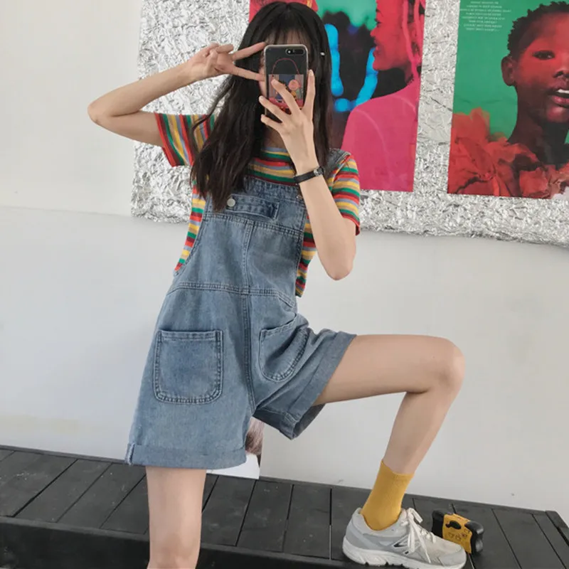 

Summer Wide Leg Jumpsuit Women Korean Fashion Casual Loose Jeans Playsuit Ladies Denim Overalls Jumpsuit Shorts combishort femme