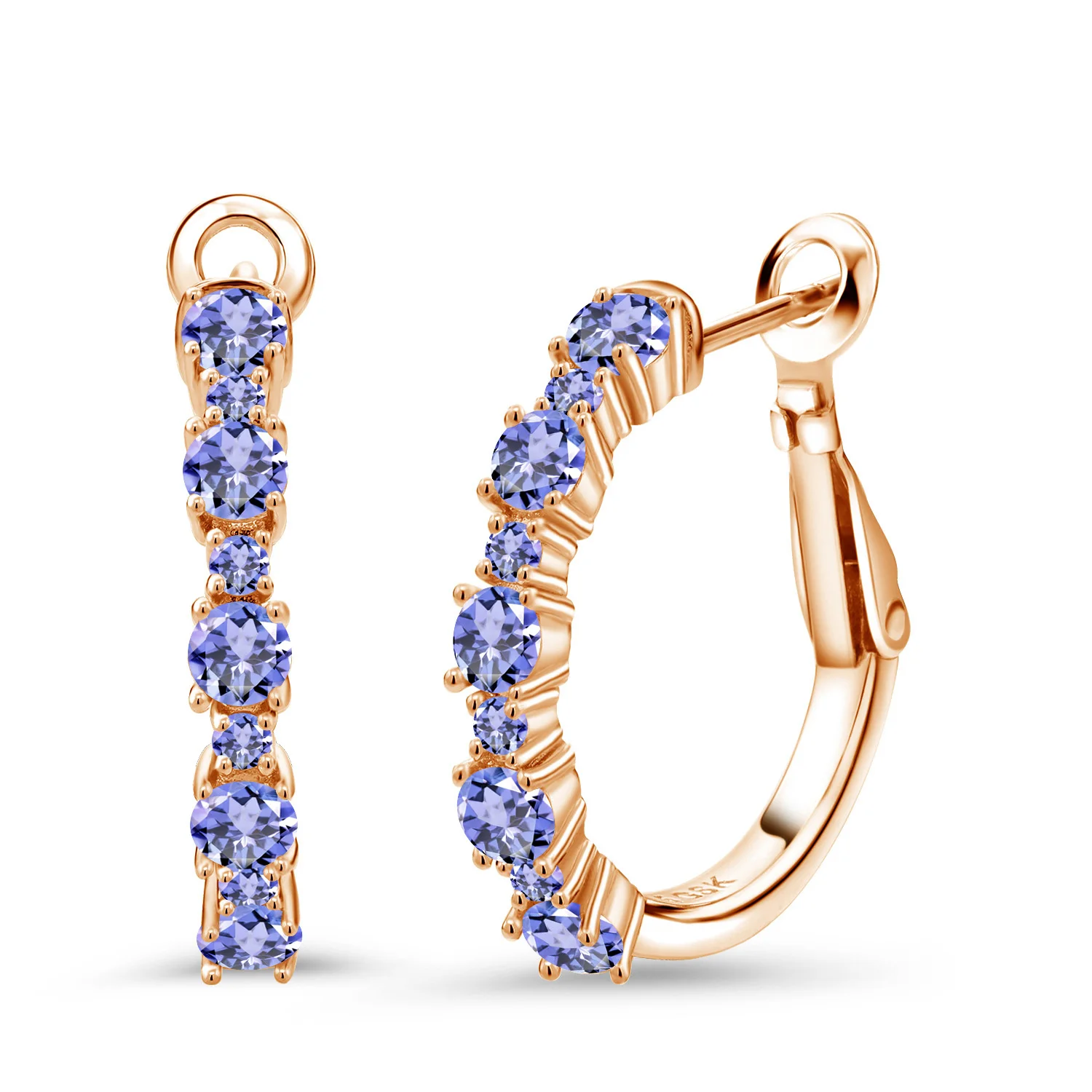 1 82 карат круглые синие танзанитовые 18K покрытые розовым золотом серебряные