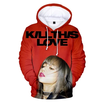 

Hot Korean Sweatshirt Kpop Blackpink Hoodie Sweatshirts Women Hip hop 3D Print Black Pink Hooded Causal Blackpink Outwear Coats