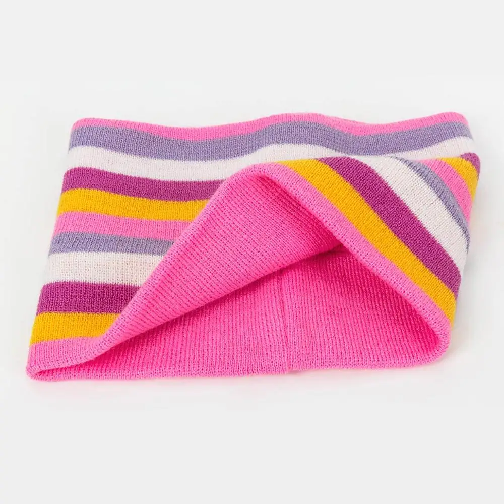 Зимний хлопковый комплект с шапочкой, Женская полосатая шапка радуги, комплект для родителей и детей, для мальчиков и девочек, вязаный эластичный теплый шарф