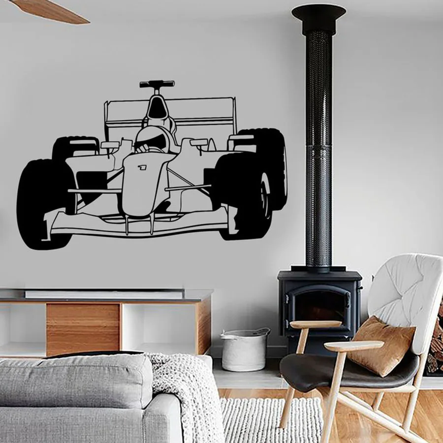 Супер Kart Наклейка на стену для картинга Формула 1 Скорость гонки крутых мальчишек спальная; игровая Декор интерьера виниловые наклейки на стену S709